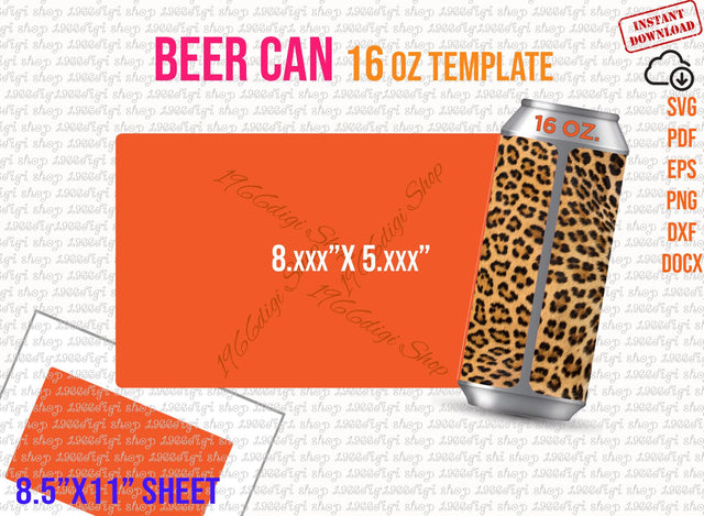 Beer Can, Beer Can 16 oz Label Template, Beer Can Svg, Soda Can Svg, Beer Cans 473 ml Label Sticker, Wrapper Svg, Ms Word Png Dxf Docx SVG 1966digi 