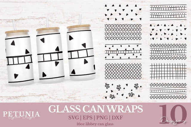 Beer Can Glass Wrap | 16oz Libbey Can Glass Wrap SVG Bundle SVG Petunia Digital Design 