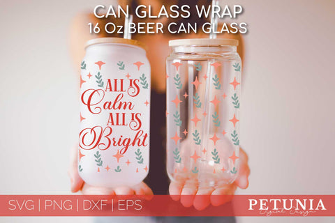 Beer Can Glass Wrap Christmas SVG | Christmas Glass Can Wrap SVG Petunia Digital Design 