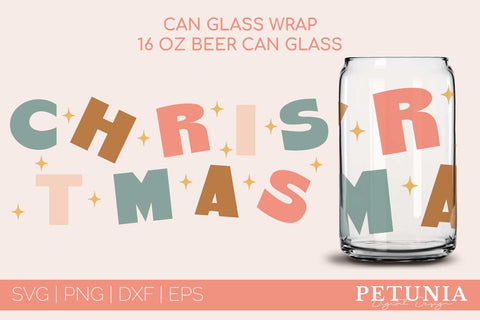 Beer Can Glass Wrap Christmas SVG | Christmas Glass Can Wrap SVG Petunia Digital Design 