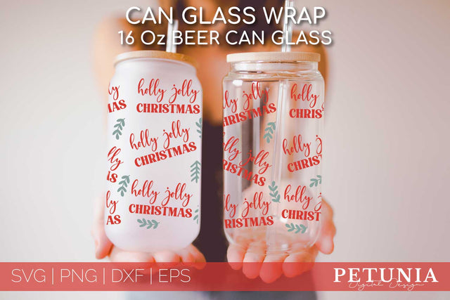 Beer Can Glass Wrap Christmas SVG | Christmas Glass Can Wrap SVG Petunia Digital Design 