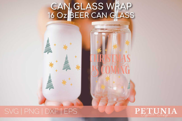 Beer Can Glass Wrap Christmas SVG | Christmas Glass Can Wrap SVG Petunia Digital Design 