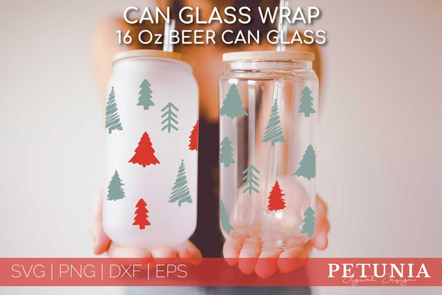 Beer Can Glass Wrap Christmas SVG | Christmas Glass Can Wrap SVG Petunia Digital Design 