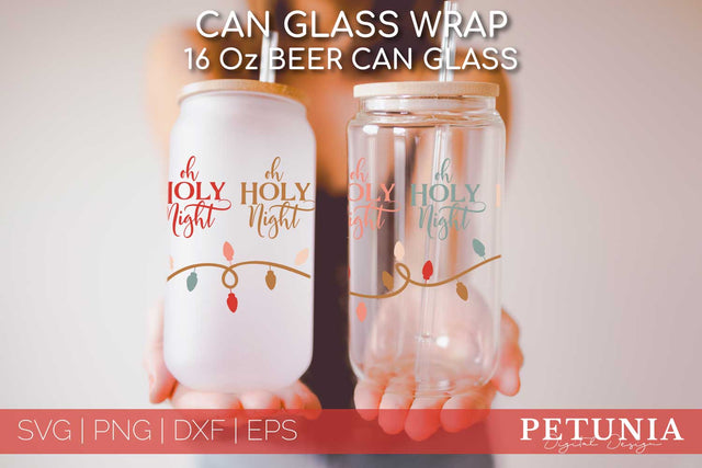 Beer Can Glass Wrap Christmas SVG | Christmas Glass Can Wrap SVG Petunia Digital Design 