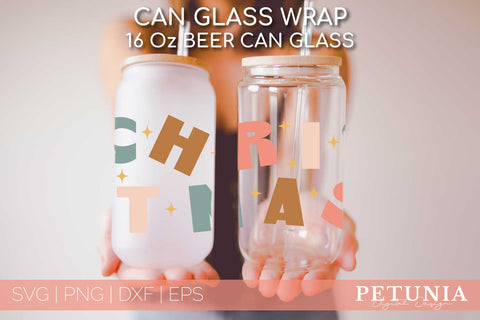 Beer Can Glass Wrap Christmas SVG | Christmas Glass Can Wrap SVG Petunia Digital Design 