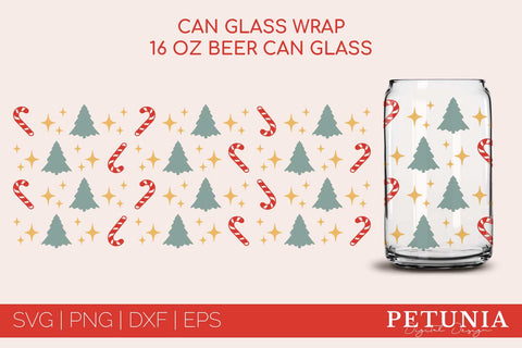 Beer Can Glass Wrap Christmas SVG | Christmas Glass Can Wrap SVG Petunia Digital Design 