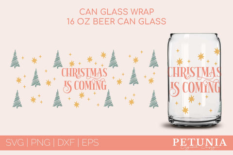 Beer Can Glass Wrap Christmas SVG | Christmas Glass Can Wrap SVG Petunia Digital Design 