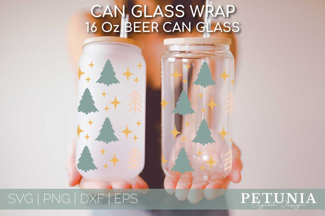 Beer Can Glass Wrap Christmas SVG | Christmas Glass Can Wrap SVG Petunia Digital Design 