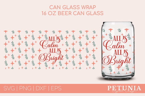Beer Can Glass Wrap Christmas SVG | Christmas Glass Can Wrap SVG Petunia Digital Design 
