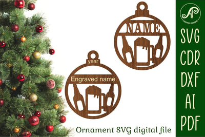 Beer Christmas Ornament SVG laser cut SVG APInspireddesigns 