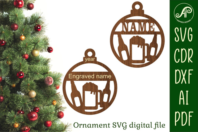 Beer Christmas Ornament SVG laser cut SVG APInspireddesigns 
