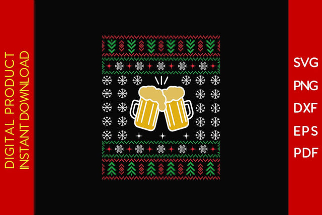 Beer Christmas Ugly Sweater Design SVG PNG EPS Cut File SVG Creativedesigntee 