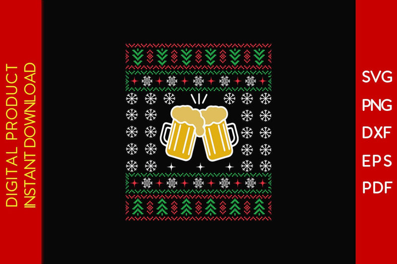 Beer Christmas Ugly Sweater Design SVG PNG EPS Cut File SVG Creativedesigntee 