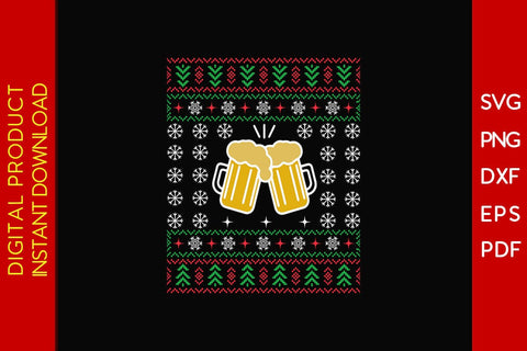Beer Christmas Ugly Sweater Design SVG PNG EPS Cut File SVG Creativedesigntee 
