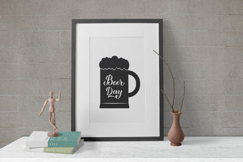 Beer day calligraphy hand lettering on mug. SVG LaBelezoka 