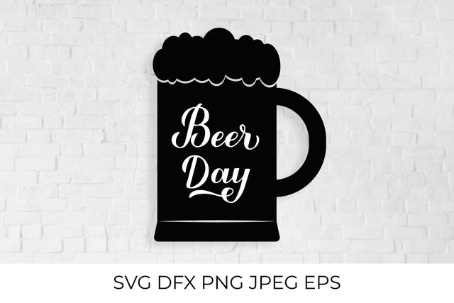 Beer day calligraphy hand lettering on mug. SVG LaBelezoka 