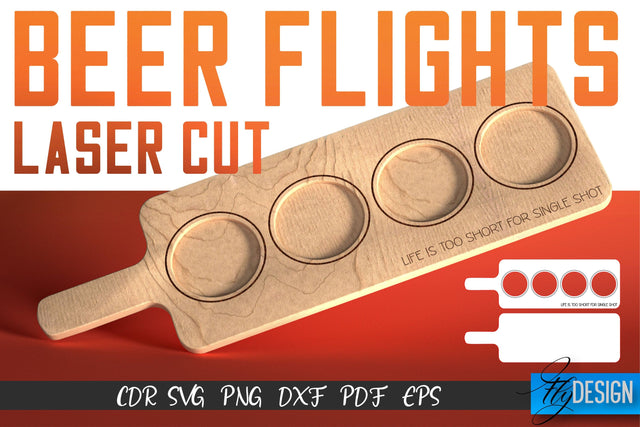 Beer Flights Laser Cut SVG | Beer Holder SVG Design | CNC Files SVG Fly Design 