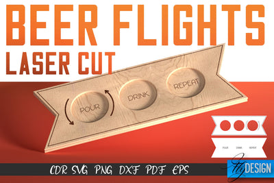 Beer Flights Laser Cut SVG | Beer Holder SVG Design | CNC Files SVG Fly Design 