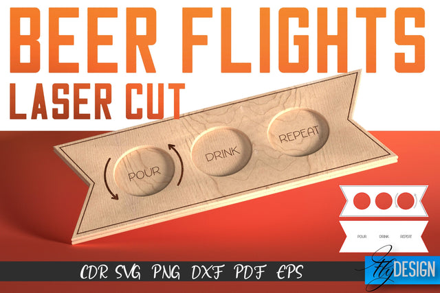 Beer Flights Laser Cut SVG | Beer Holder SVG Design | CNC Files SVG Fly Design 