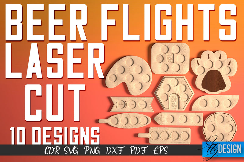 Beer Flights Laser Cut SVG | Beer Holder SVG Design | CNC Files SVG Fly Design 