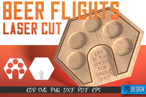 Beer Flights Laser Cut SVG | Beer Holder SVG Design | CNC Files SVG Fly Design 
