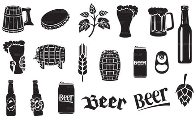 Beer icons set SVG TribaliumArtSF 