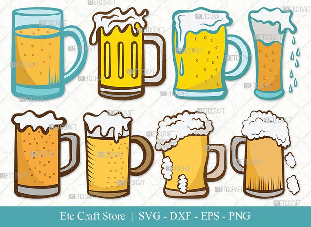 Beer Mug Clipart SVG Cut File | Beer Svg | Beer Clink Svg | Beer Glass Svg | Beer Mugs Bundle | Eps | Dxf | Png SVG ETC Craft 