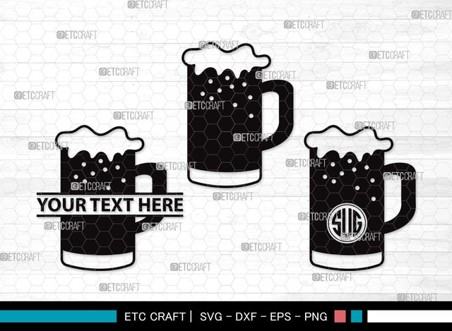 Beer Mug Monogram SVG | Beer Svg | Beer Clink Svg | Beer Glass Svg | Beer Mug Clipart SVG ETC Craft 