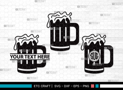 Beer Mug Monogram SVG | Beer Svg | Beer Clink Svg | Beer Glass Svg | Beer Mug Clipart SVG ETC Craft 