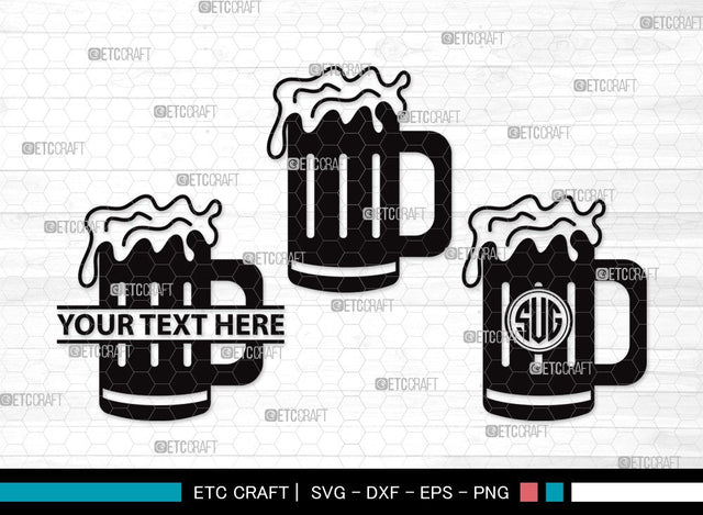 Beer Mug Monogram SVG | Beer Svg | Beer Clink Svg | Beer Glass Svg | Beer Mug Clipart SVG ETC Craft 