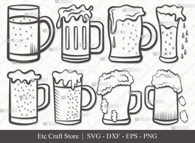 Beer Mug Outline SVG Cut File | Beer Svg | Beer Clink Svg | Beer Glass Svg | Beer Mugs Bundle | Eps | Dxf | Png SVG ETC Craft 