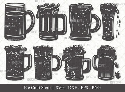 Beer Mug Silhouette SVG Cut File | Beer Svg | Beer Clink Svg | Beer Glass Svg | Beer Mugs Bundle | Eps | Dxf | Png SVG ETC Craft 