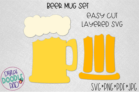 Beer Mug SVG Cut File for Cricut and Silhouette SVG Digital Doodle Pad 