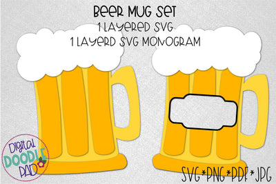Beer Mug SVG Cut File for Cricut and Silhouette SVG Digital Doodle Pad 