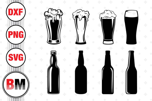 Beer Mugs, Beer Bottle SVG, PNG, DXF Files SVG BMDesign 