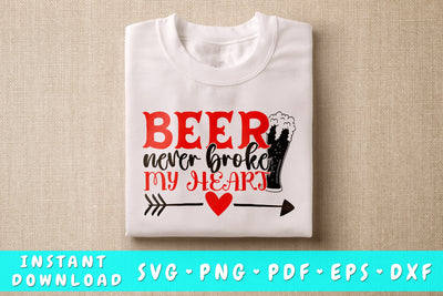 Beer Never Broke My Heart SVG, Anti Valentine's Day SVG SVG HappyDesignStudio 