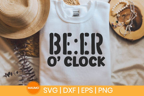 Beer o'clock, funny alcohol quote SVG Maumo Designs 