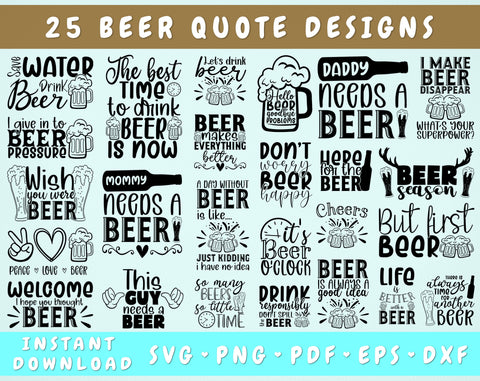 Funny Beer Sticker Bundle Svg, Beer Quotes Svg, Sticker Beer