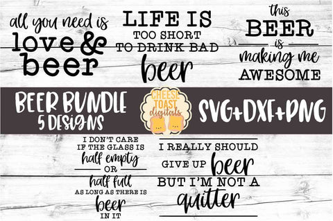 Beer Sign Bundle - 5 Designs - Beer SVG PNG DXF Cut Files SVG Cheese Toast Digitals