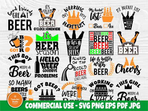 Beer Signs SVG Bundle, Alcohol Svg, Drinking Svg SVG TonisArtStudio 