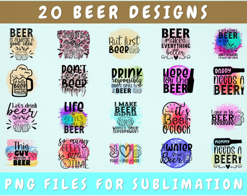 Beer Sublimation Designs Bundle, 20 Designs, Beer Quote PNG Files For Sublimation, Beer Sublimation Files, Alcohol PNG Sublimation HappyDesignStudio 