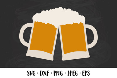 Beer SVG. Two clinking beer mugs with foam SVG LaBelezoka 
