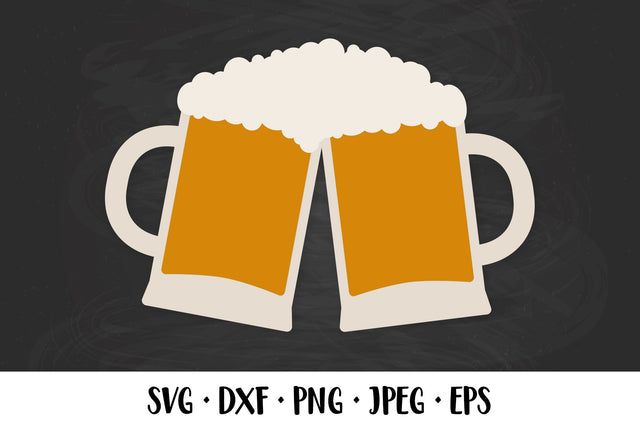 Beer SVG. Two clinking beer mugs with foam SVG LaBelezoka 