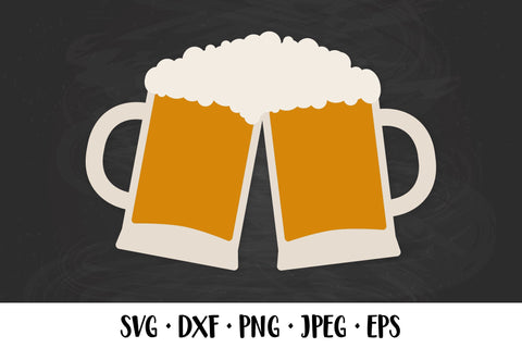 Beer SVG. Two clinking beer mugs with foam SVG LaBelezoka 