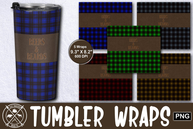 Beers and Beards Plaid Tumbler Wrap Sublimation Bundle Sublimation Last Frontier Design Co. 