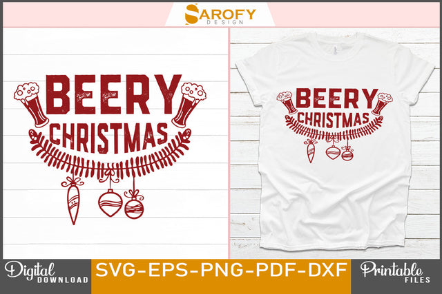 Beery Christmas funny beer lover Christmas gift design SVG SVG Sarofydesign 