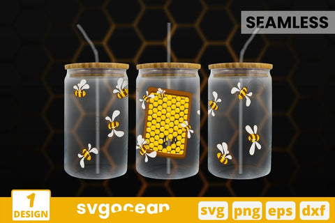 Bees Can Glass Wrap SVG Bundle SVG SvgOcean 