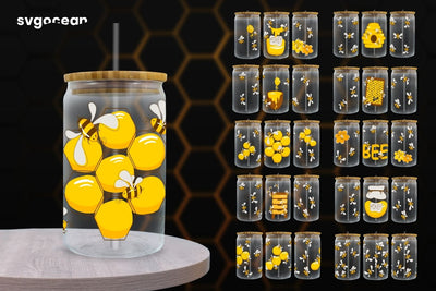 Bees Can Glass Wrap SVG Bundle SVG SvgOcean 