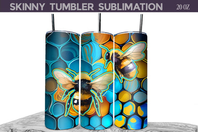 Bees Honeycomb Tumbler | Stained Glass Bee Tumbler Sublimation WatercolorColorDream 