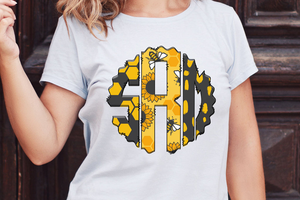 Bees Monogram PNG, Summer Bees Alphabet Doodle Set - So Fontsy